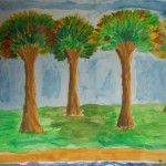 målning av höstträd, ritad av Shaoli hösten 2009